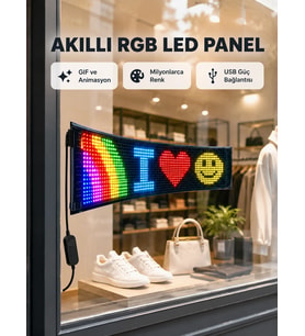 Rgb Led Panel - Usb Güç Girişli, Gıf Ve Yazı Gösterimli Akıllı Ekran