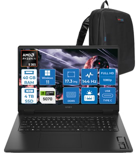 Hp Omen 17-DB1003NT Amd Ryzen Aı 9 365 40GB Ddr5 4tb SSD RTX5070 8gb Gddr7 17.3 Inç Fullhd (1920 x 1080) 144Hz 7ms 300NITS IPS Windows 11 Home Taşınabilir Bilgisayar C67G1EAH22 + Zetta Çanta