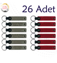 Kül Gri & Kırmızı, 26’lı Set, İsim Yazılabilen Deri Anahtarlık, Türkçe Öğretmeninden Karne Anısı