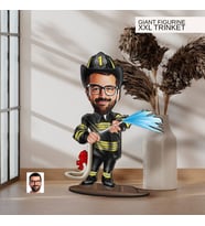 BK Gift Kişiye Özel İtfaiyeci Karikatürlü Büyük Boy Ahşap Biblo-1 Arkadaşa Hediye , Sevgiliye Hediye, Kişiye Özel Biblolar