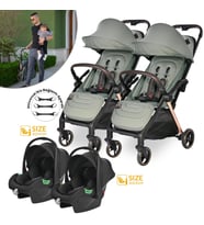 Lorelli Loret Otomatik Katlanan Kabin Boy İkiz & Travel Set Bebek Arabası - Green (Standart)
