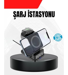 LED Dijital Saatli Kablosuz Şarj Cihazı – 3 Parlaklık Ayarlı Şarj Koruma Teknolojili
