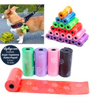 5 Rulo Köpek Kaka Poşeti Kedi Köpek Kaka Torbası Evcil Hayvan Dışkı Torbası Büyük Boy Taşıma Çantası Uyumlu 75 Adet Poşet (Karışık)