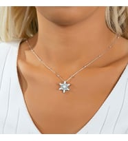 Rüzgar Çiçeği Model Toplu Opal Gümüş Kolye (Gümüş)