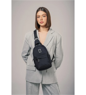 ÇÇS Bej Kadın Tekstil Çapraz Sırt Çantası 17984 (Siyah)