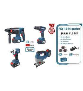 Proter PST 1914 quatro 4.0 Ah 20 V Li-ion Pil  Kömürsüz Şarjlı (Dörtlü Makina Set) P1EA020