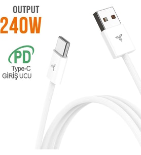 TURBO Saniye Göstergeli USB Type-C Şarj Kablosu - Hasır Kırılmaz Özel Kablo