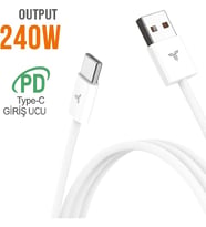 TURBO Saniye Göstergeli USB Type-C Şarj Kablosu - Hasır Kırılmaz Özel Kablo