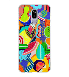PrintiFy Samsung Galaxy J8 ile Uyumlu 1mm Slim Fit Retro Colors 6 Baskılı Şeffaf  Kılıf
