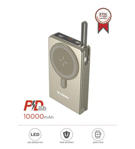 Torima TRM-1019 Gold 10000 mAh  MagSafe (Kablosuz) Type-C 22,5 W Hızlı Şarj Powerbank