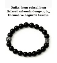 Kişiye Özel Harfli 925 Ayar Gümüş Oniks Doğal Taş Bileklik  BymissMücevherat