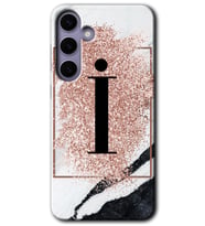 Galaxy S24 Kılıf HD Desen Baskılı Kılıf - Pembe Mermer Desenli İ Harfi