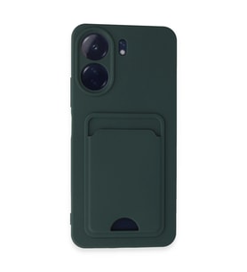 Xiaomi Redmi 13c Kılıf Kelvin Kartvizitli Silikon - Koyu Yeşil
