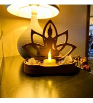 3D Baskı Lotus Buda Mumluk - Dekoratif Tealight Mumluk-Kahverengi