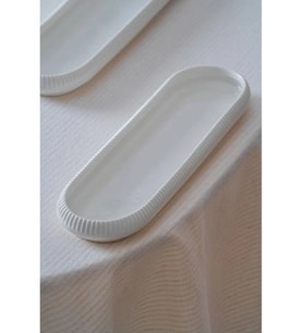 Acar Linea Oval Tabak 28x7x2cm (Beyaz)