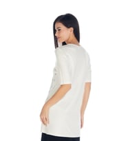 Kristal Taşlı T-shirt Bluz (Ekru)