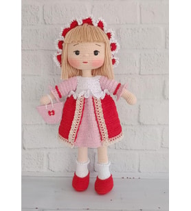 Pembe Yaban Gülü Bebek Amigurumi Organik Oyuncak