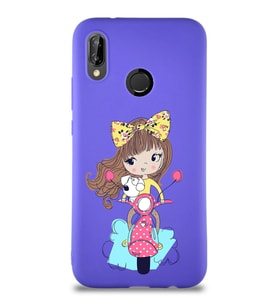 Huawei P20 Lite Soft Premier Kapak Vespagirl Tasarımlı Silikon Kılıf - Mor (Şeffaf)