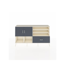 Arges Konsol 7 Raflı Tek Çekmeceli 2 Kapaklı 176x30x99 Aytaşı-Antrasit