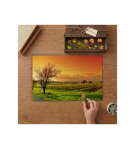 Gün Batımı Doğa Manzarası Tasarımı 240 parça Ahşap Puzzle Ahşap Kutuda MP07949