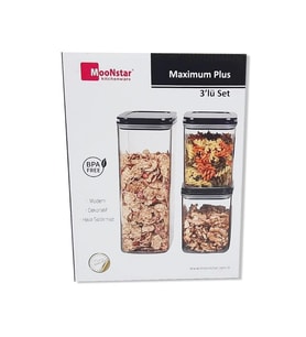 Moonstar maximum plus üçlü saklama kabı hava sızdırmaz-MAXP-SET-2 (Beyaz)