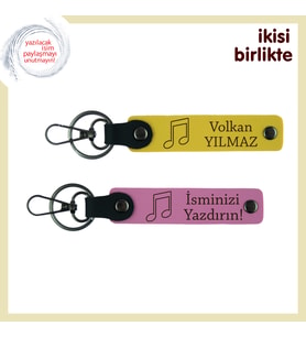 Müzik Sevgisini Kalıcılaştıran Tasarım, Kişiye Özel Anahtarlık Takımı, Sarı-Pembe