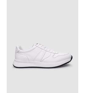 %100 Hakiki Deri Beyaz Bağcıklı Erkek Sneaker