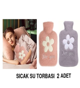 2 ADET SICAK SU TORBASI PELUŞ PAPATYA DESENLİ 21x13,5x2cm 500 ml