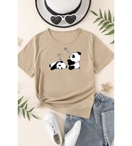 Çocuk Sleep Panda Baskılı Pamuklu Tshirt (Bej)