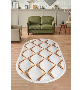 Dijidekor Halı Gold Cool KY7059 Saçaklı Oval Kaymaz Kesme İnce Yolluk Kilim Salon Halısı Modelleri