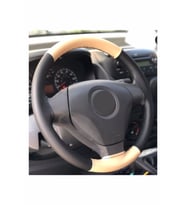 Fiat Linea Uyumlu Iki Renkli Dikmeli Direksiyon Kılıfı Bej-Siyah