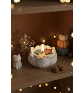 Mumelia Candles Lotus'un Yansıması - Doğal Soya Taştozu Kase Sonbahar Çiçekleri Tasarım Mum