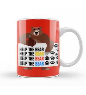 HELP THE BEAR Kupa Bardak Porselen