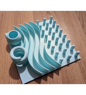 3D Baskı Kedi Mama Oyuncağı Yavaş Yeme Aktivite Tahtası Dalgalı Doku Kedi Besleme Oyuncağı Mavi