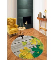 Yeşil Çınar 3D Kaymaz Tabanlı Hol Halısı Yuvarlak AR416 - 100 x 100 cm