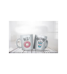 Porselen - Iqra - Best Friends Coffe Nudle Ikili Kupa Bardaklar Makinede Yıkanabilir .