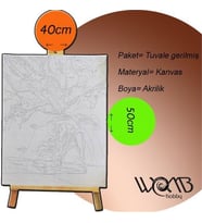 Soyut Aslan Sayılarla Boyama Seti 40x50 cm (Tuvale Gerili)