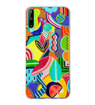 PrintiFy Huawei P40 Lite E ile Uyumlu 1mm Slim Fit Retro Renkler 6 Baskılı Şeffaf  Kılıf