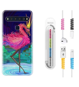 TCL 10L 10 Plus 10SE 20E 20SE 30SE L7 Kılıf Kablo Koruma Spiral Silikon Queen Flamingo 1748