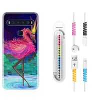 TCL 10L 10 Plus 10SE 20E 20SE 30SE L7 Kılıf Kablo Koruma Spiral Silikon Queen Flamingo 1748