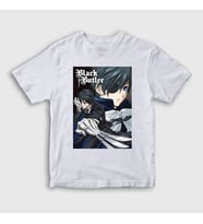Presmono Unisex Çocuk Beyaz Poster Anime Kuroshitsuji T-Shirt 131371tt (Beyaz)