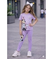 Lila Detaylı Mouse Taytlı Takım - 2/8 Yaş - 31705