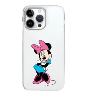 Apple iPhone 14 Pro Uyumlu Kapak Minnie Mouse Tasarımlı Şeffaf Silikon Kılıf