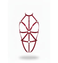 Mulvxbrf Brf02 Bordo Body Harness Deri Yüksek Yaka O-Halkalı Vücut Aksesuarı - Brf243 (Mulvix)