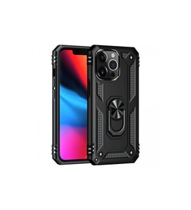 iPhone 14 Pro Kılıf Sofya Yüzüklü Silikon Kapak - Siyah