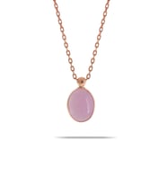 Pembe Kuvars Taşlı Rose Gümüş Kolye 7306