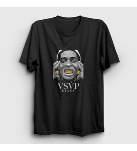 Presmono Unisex Siyah Gold ASAP Rocky T-Shirt 153018tt
