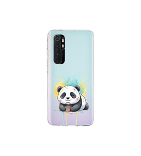 Xiaomi Mi Note 10 Lite ile Uyumlu Splash Panda Tasarımlı Şeffaf Silikon Kılıf