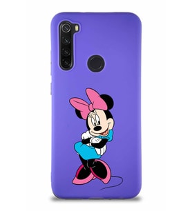 Xiaomi Redmi Note 8 Soft Premier Kapak Minnie Mouse-D Tasarımlı Silikon Kılıf - Mor (Şeffaf)