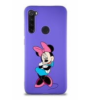 Xiaomi Redmi Note 8 Soft Premier Kapak Minnie Mouse-D Tasarımlı Silikon Kılıf - Mor (Şeffaf)